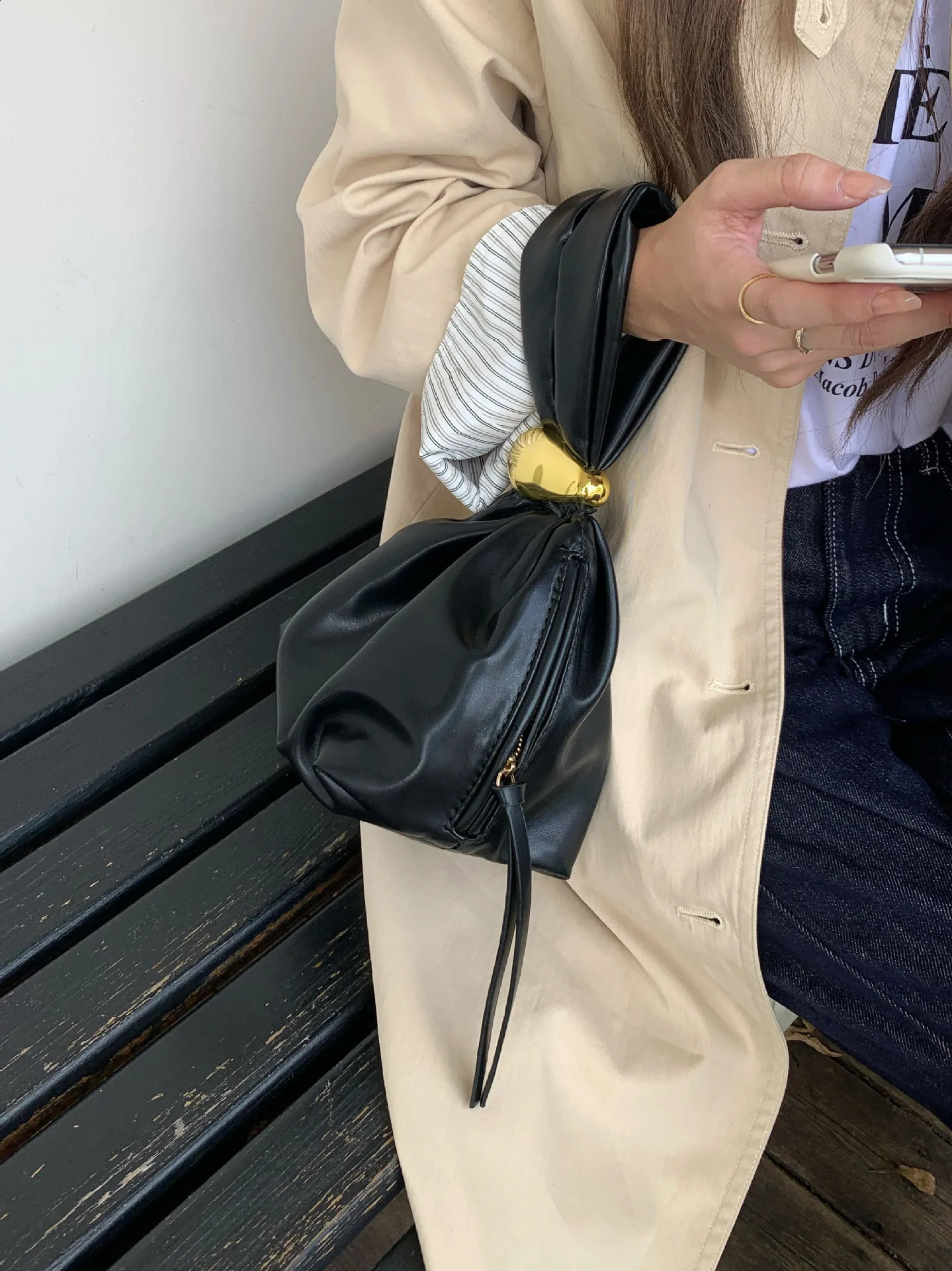 Mini PU Leahter Underarm Pleated cloud bag for Women Fashion Female Retro Shoulder Bag Handbags and Purses 241231