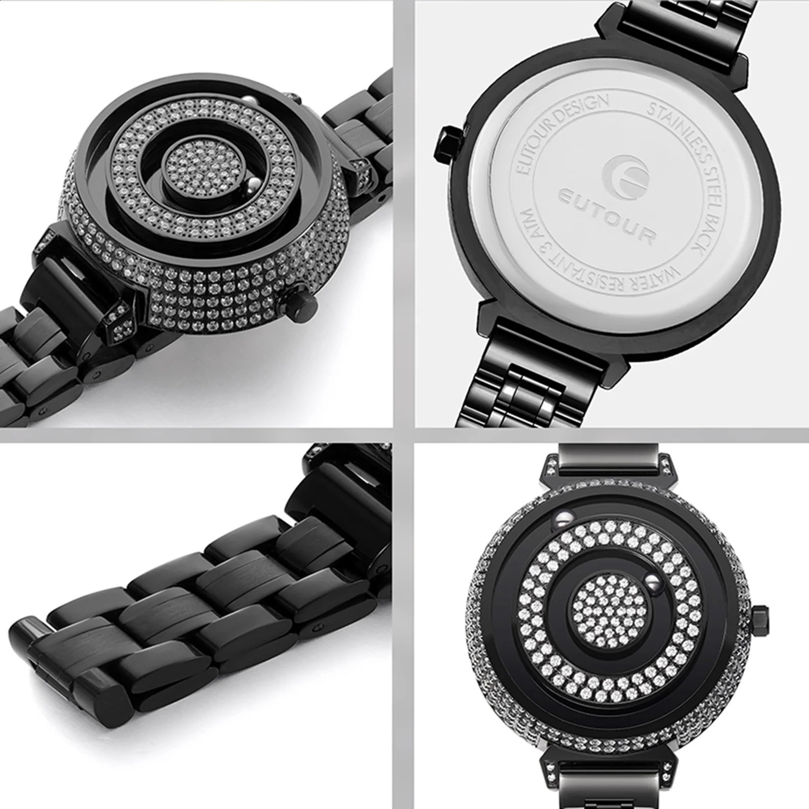 EUTOUR Magnetic Womens Diamond Watch Fashion Waterproof Quartz Steel Strap Casual Business Girls 241225