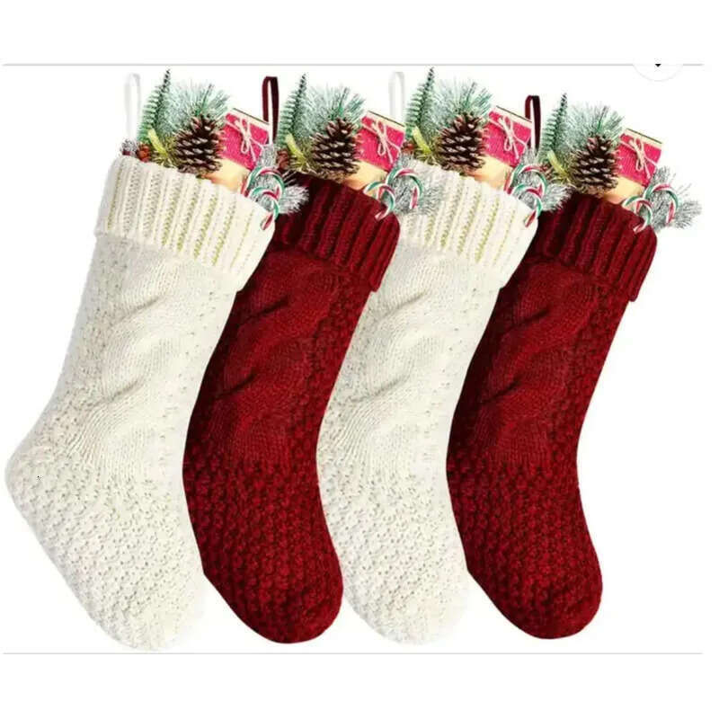 Christmas Stocking High Personalized Quality Gift Bags Knit Decorations Xmas Socking Large Decorative Soc 1102