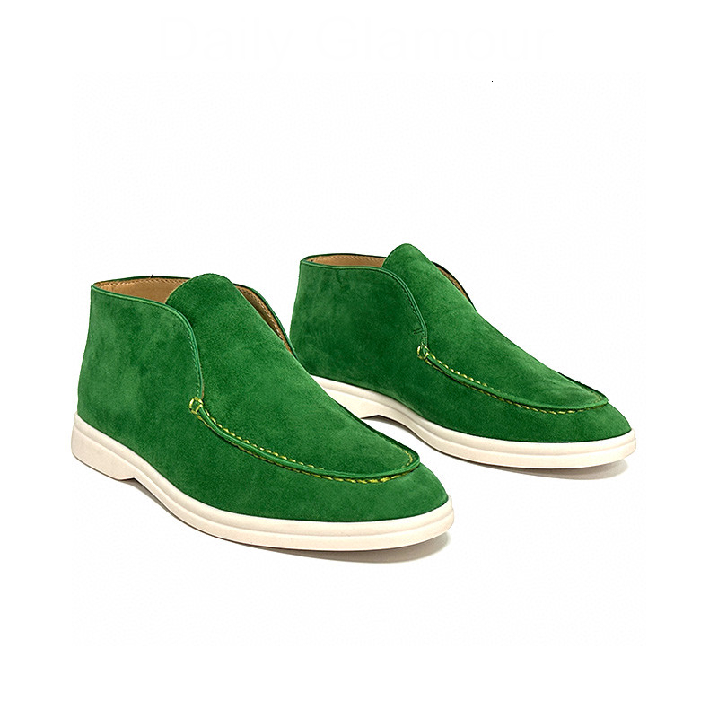 Autumn Hot Sale Men Ankle Boots Real Suede Loafers Comfortable Slip On Walk High Top Flat Shoes For Male