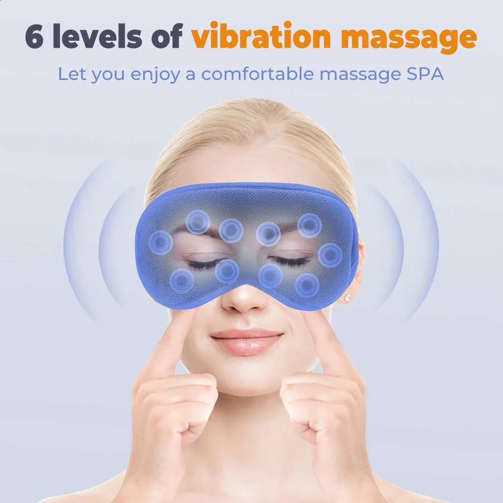 Electric Steam Eye Mask 3-level Compress 6-level Vibration 3D Massage Constant Temperature Smart Timing Sleep Shading Relief 241231