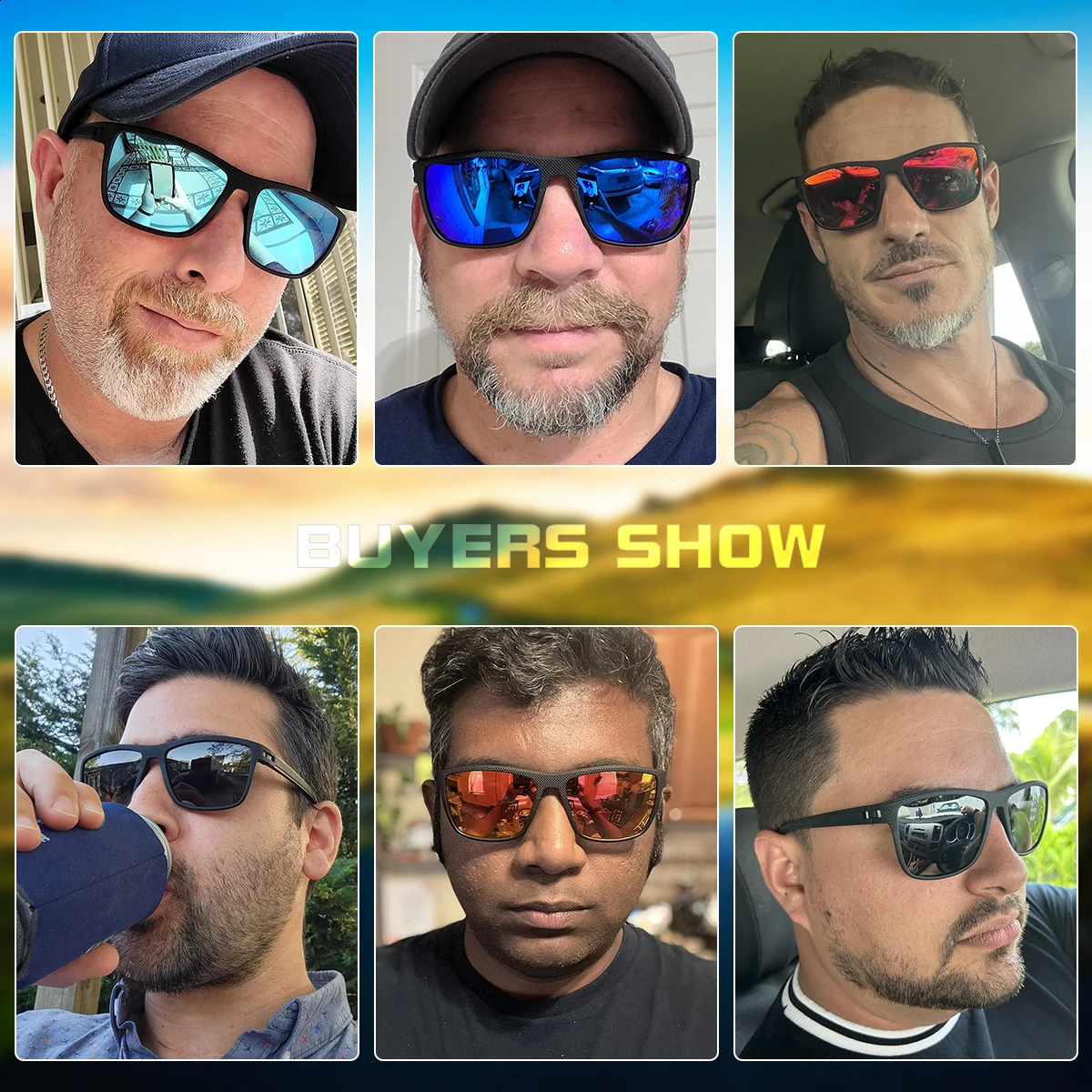 CRIXALIS 3PCS Square Polarized Sunglasses for Men Outdoor Fishing Sun Glasses Male Fashion Mirror Shades Female UV400 241230