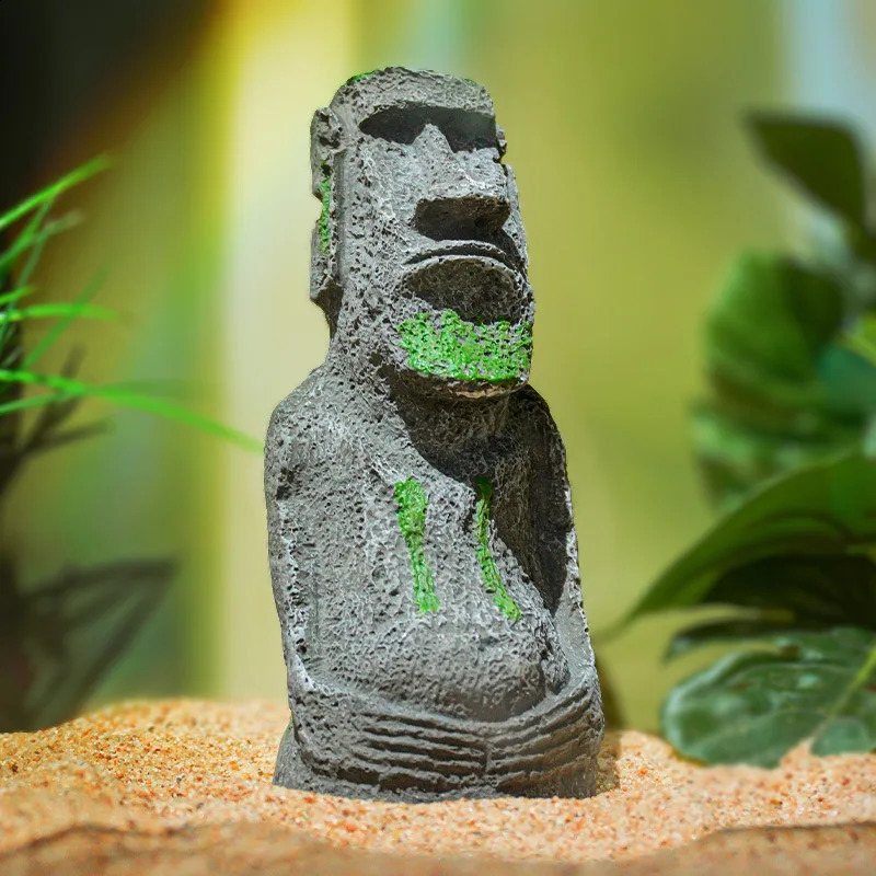 Aquarium Moai Statues Easter Island Head Ornaments Fish Tank Landscaping Decor Home Tabletop Terrarium Aquascapin 241230