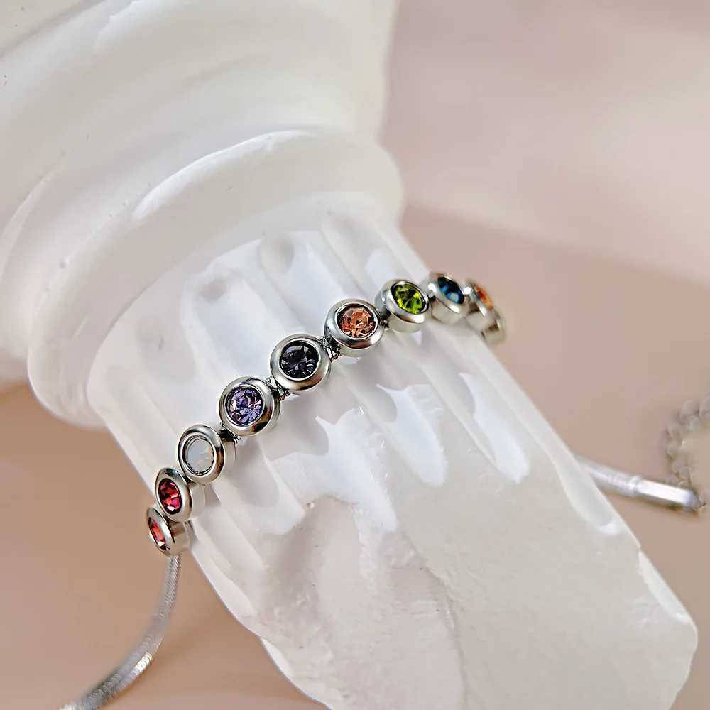 European and American Fashion Stainless Steel Zircon Bracelet Womens Light Luxury Small Premium Accessories W241231