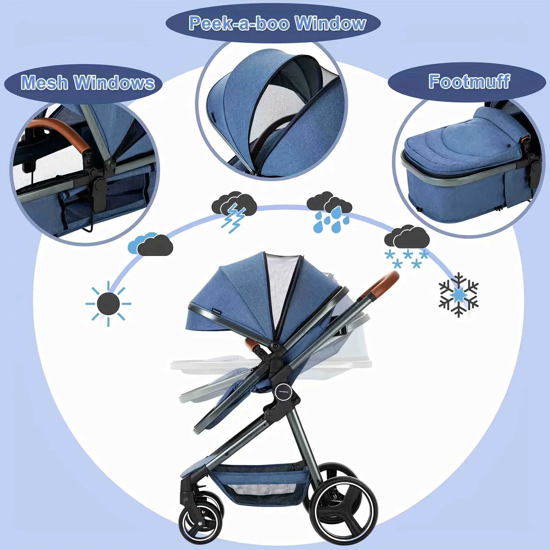 2-in-1 Baby Stroller Newborn Standard Stroller Infant To Toddler Stroller Lightweight Baby Carriage PramXJ241231
