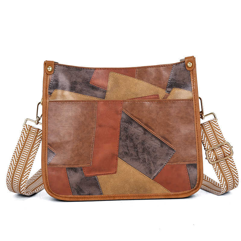 Splicing leather women's bag, large capacity tote bag, women's summer single shoulder crossbody bag, high-end white ditch bag 241215