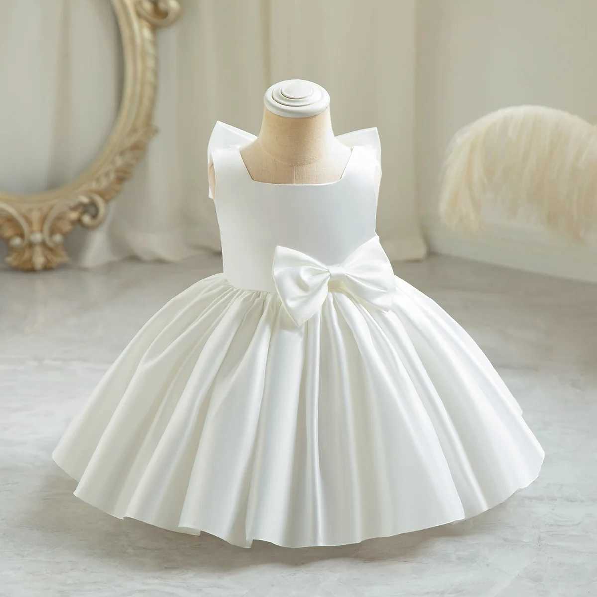 Bow Girl Par Dress Knee Length Princess Par Dress Childrens Clothing Elegant Evening Dress W241231