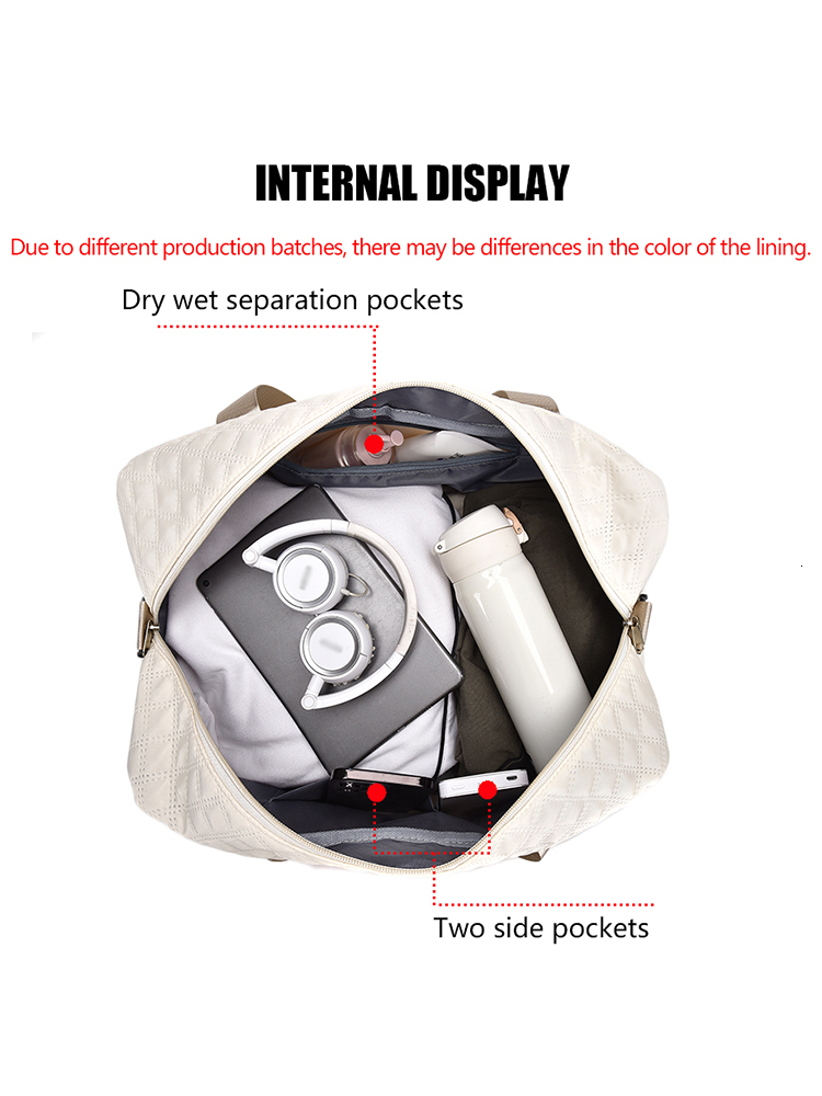 Lightweight Rhombic Lattice Travel Dufile , Large Capacity Sports Fiess Storage Bag, Portable Weekender Overnight Bag
