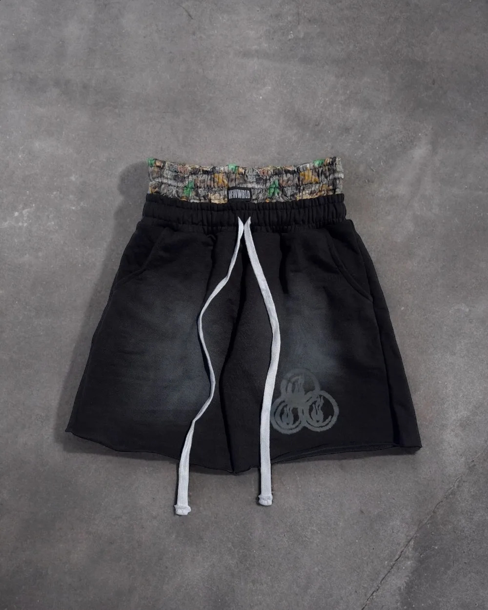 Y2K Camouflage Double Waist Shorts Harajuku Embroidered Casual Sports Shorts Mens Hip Hop High Waist Street Clothing Cotton Pants 241230