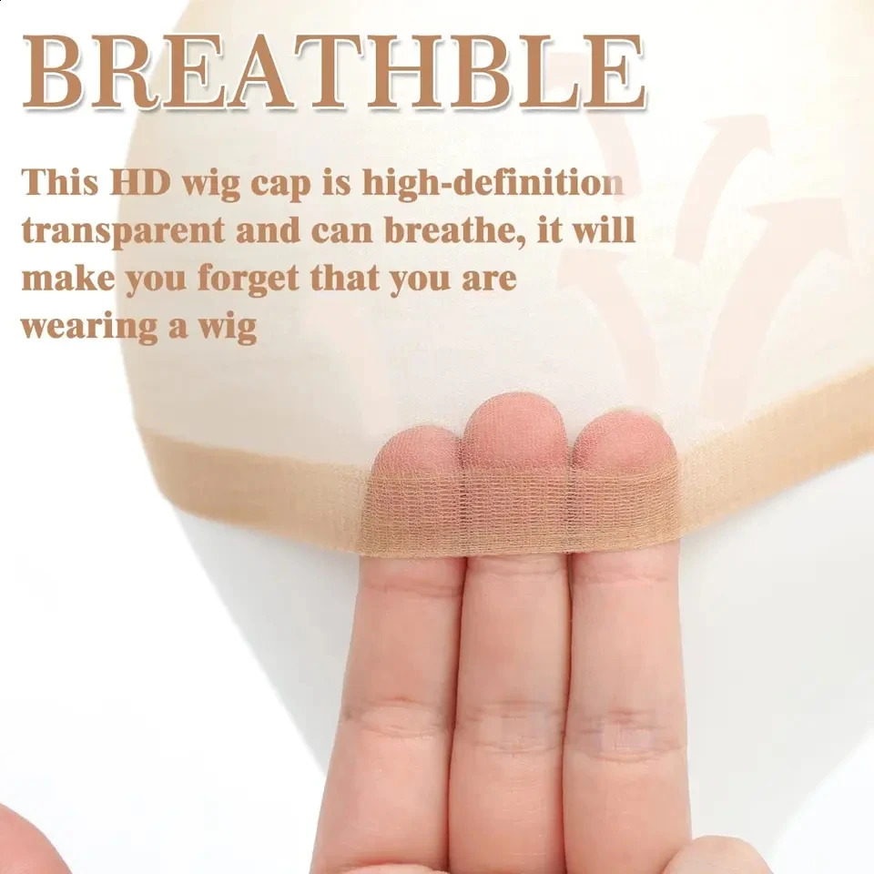 10Pcs Invisible Stocking Wig Cap for Lace Front Wig High-elastic Stretchy Breathable Nylon Wig Caps Ultra-thin Sheer Wig Cap 241230