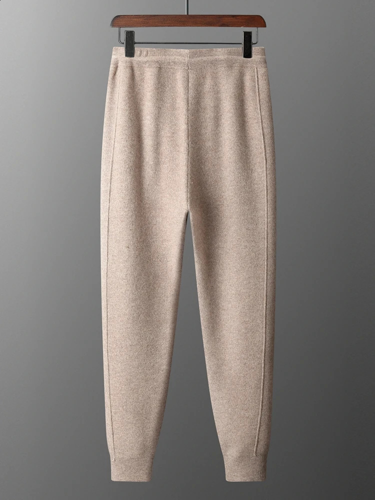 Mens Cashmere Pants Thick Warm 100 Merino Wool Pencil Autumn Winter Smart Casual Trousers Soft Quality Slack 241230