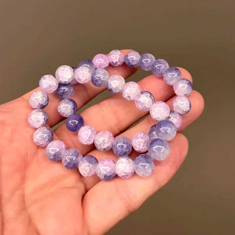 Crystal Colored Bracelet Natural Quartz Amethyst Fluorescent Bead Sweet Spirit Constant Energy Chain Bracelet Jewelry W241231