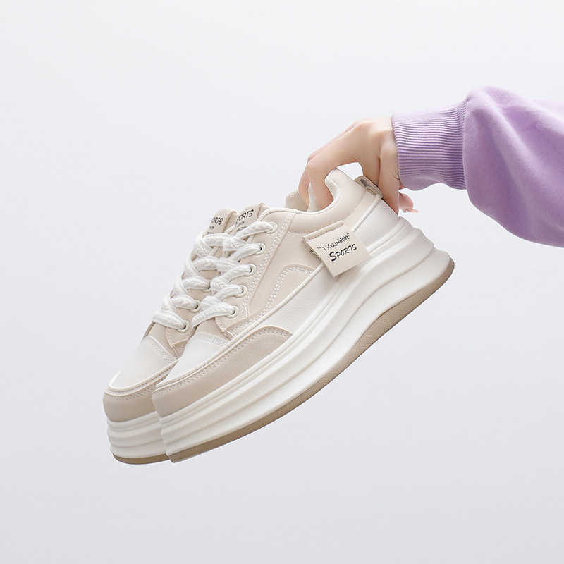 Spring White Shoes Korean Female Students Height Thick soled Sports Board Shoes Casual Shoes Female