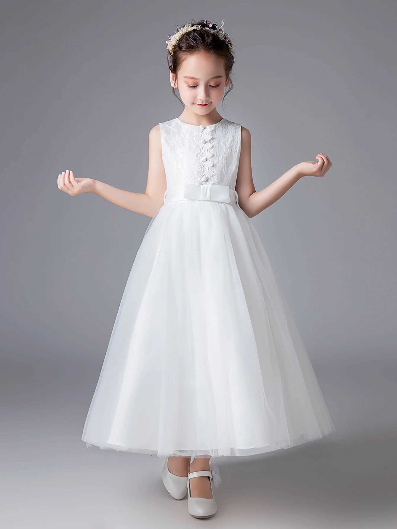 Lace Girl Wedding Dress Embroidery Birthday Par Dress Childrens Decorative Dress W241231