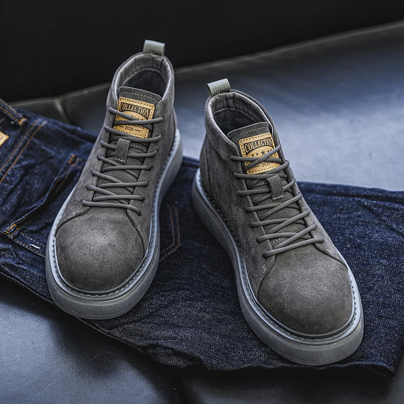 British Style Men Genuine Leather Boots Casual Antiskid Outdoor Oxfords Shoes Vintage Classcis Round Toe Boots Lace-up Boots 241231