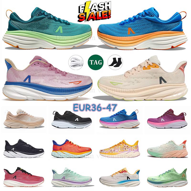 2025 Designer Bondi 8 Clifton 8 9 Running Shoes for Men Triple Black White Blue Blanc De Blanc Vanilla Astral Outdoor Sports Womens Mens Trainers Sneakers Size 36-47