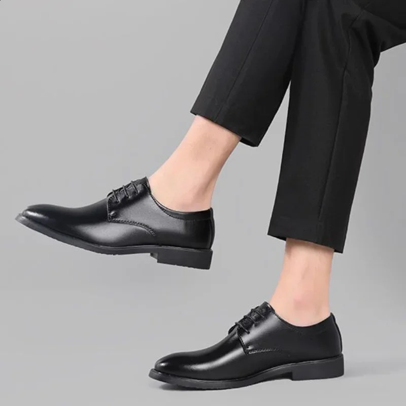 Business Official Dress Shoes Man Leather Casual Social Shoe for Men Legitimate Gentleman Clearance Black Italian Not Suit 241231