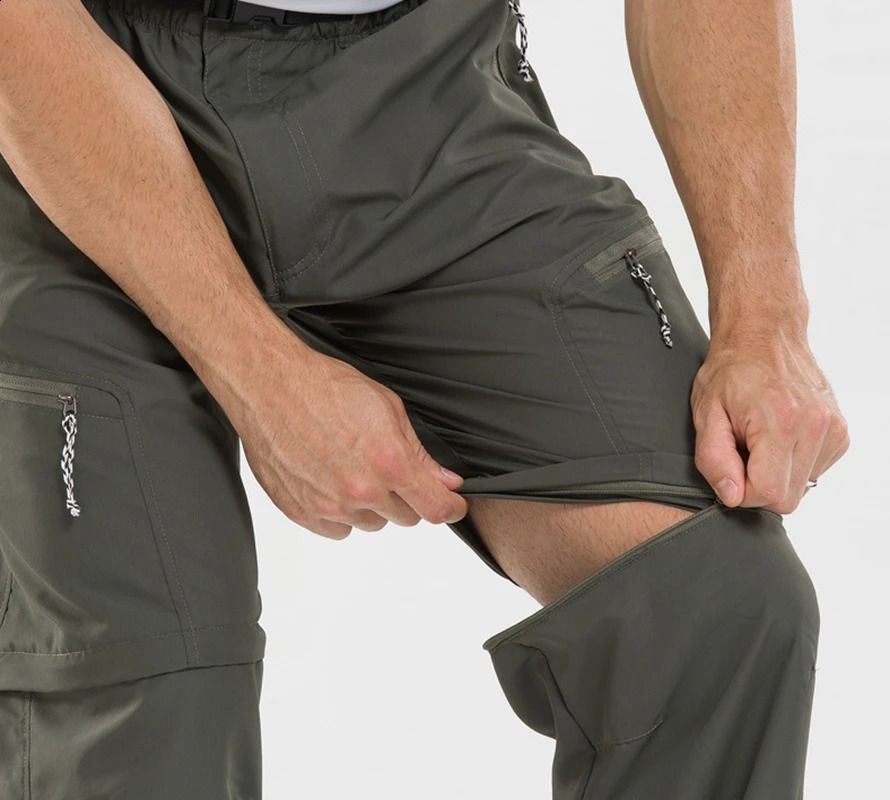 Summer mens tactical quick drying womens cargo waterproof climbing camping work pants detachable elastic shorts 241230
