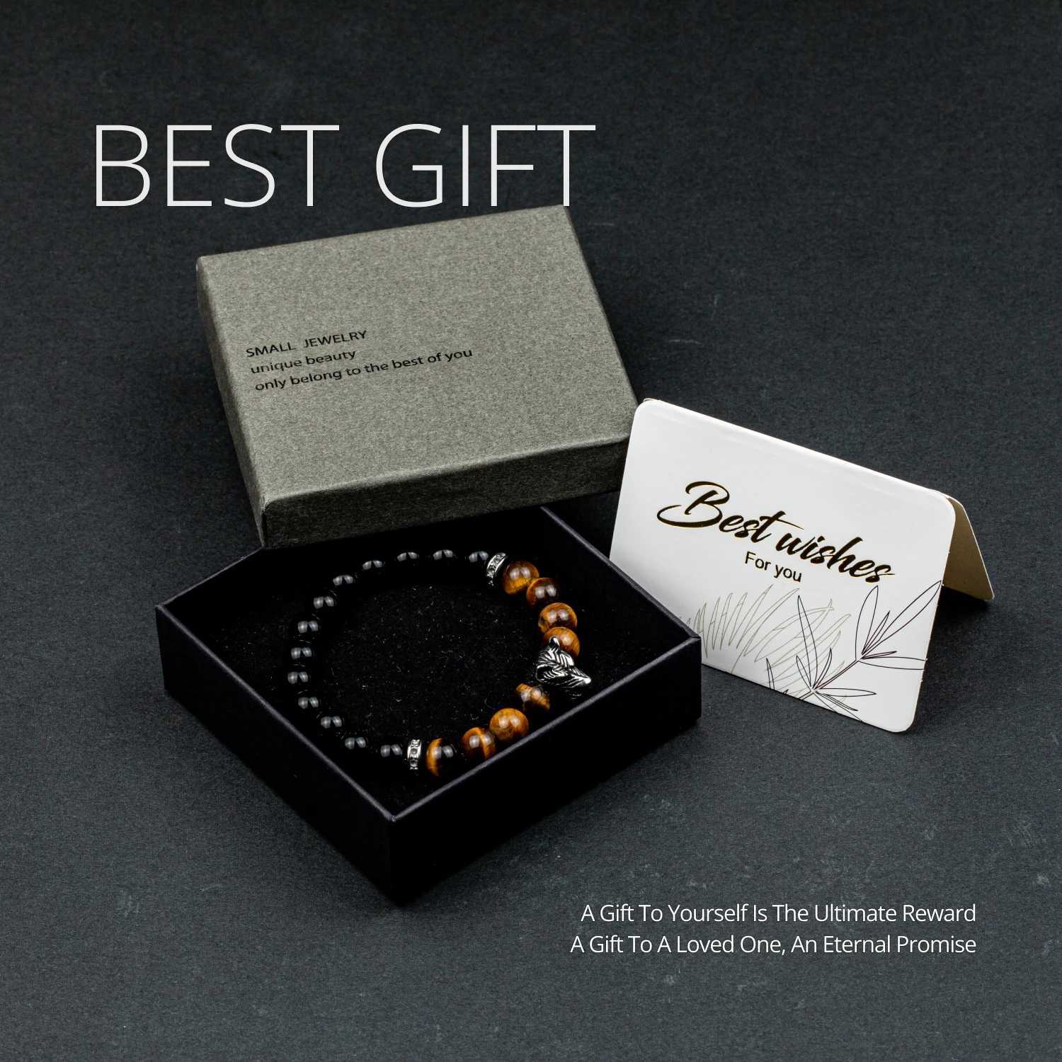 1 piece of natural stone bracelet obsidian bead bracelet wolf charm wolf bead bracelet mens best bracelet W241231