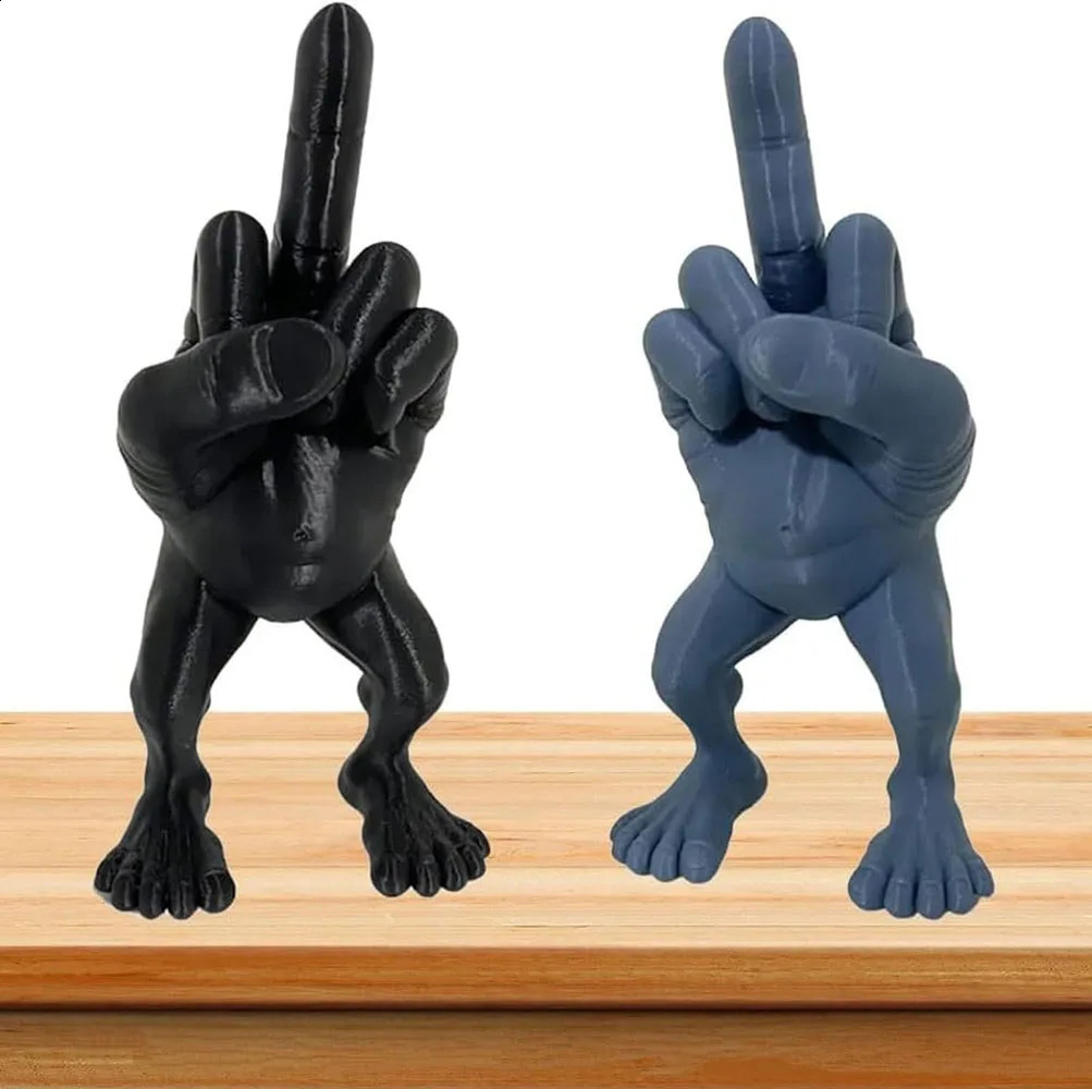 Middle Finger Figure With Legs Office Desk Funny Hand Gesture Resin Figurine Creative Home Ornaments Gift Room Decorations 241230
