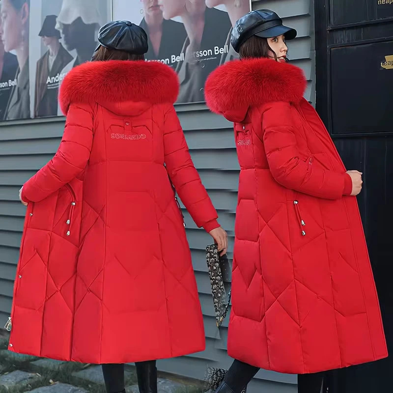Women Winter Jacket 2024 Midlength Clothes Fashion Slim Fur Collar Thick Cotton Coat Elegant Parka Woman Padded 241220