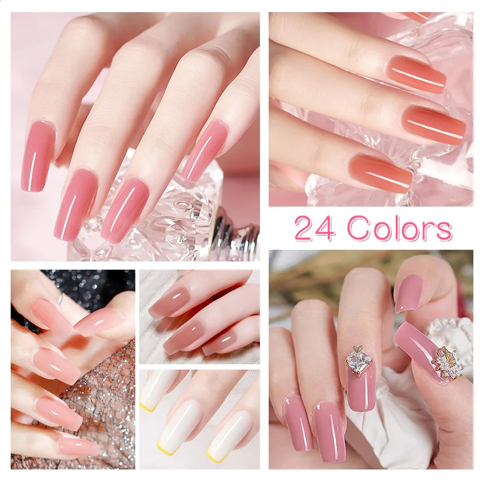 Nail Set 15ml Acrylic Gel Polish Nail Art Tool Slip Solution Builder Poly Nail Gel Set Base Top Nail Art Gel Polish Kit 241230