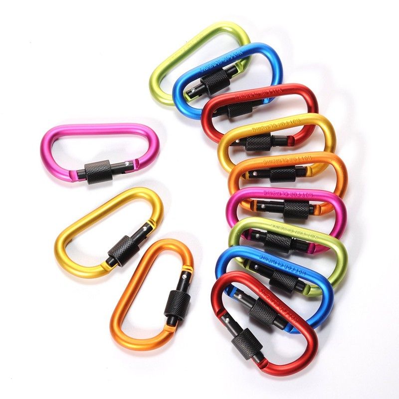 Mini Aluminum Alloy Carabiner Keychain Clip Hook Spring Locking Carabiner