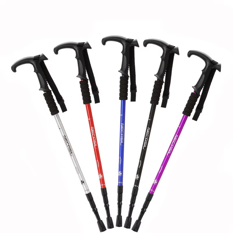 Outdoor Aluminum telescopic hiking trekking poles lightweight adjustable 3 section camping walking stick