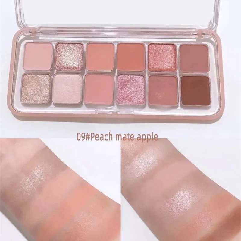 Pink transparent shiny eye shadow palette matte shimmer orange shiny 12 color eye shadow girl makeup palette durable cosmetics W241230