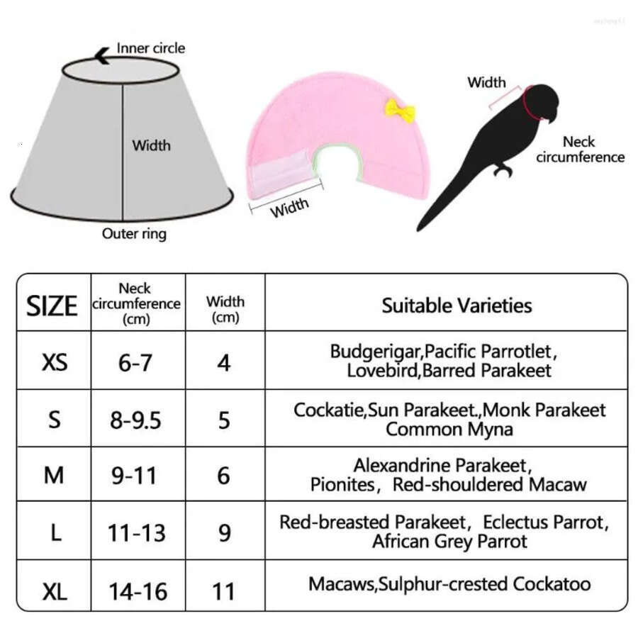 Bird Other Supplies Cute Parrot Collar Recovery Anti Biting Pecking Injury Elizabeth Protective For Birds Cloak Pets Warm Clothes S