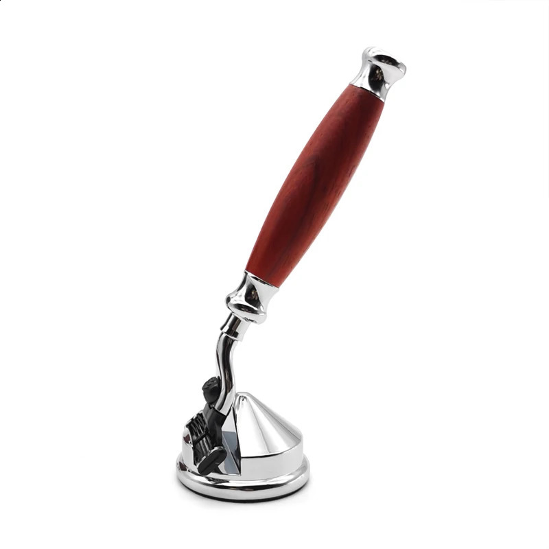 Men Shaving Manual Razor 3-Layers Blade Safety Razor With Natural Wooden Handle 241230
