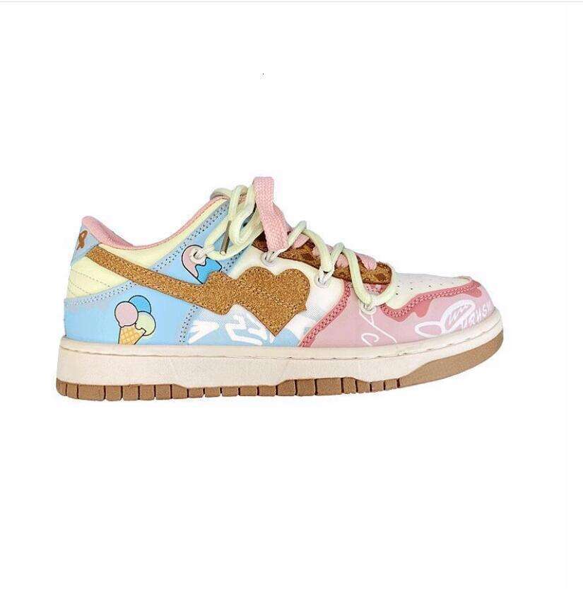2025 Col Orful Ice Cream Print For Women Hot Casual All Match New Winter Student Sneakers Beautiful Shoes