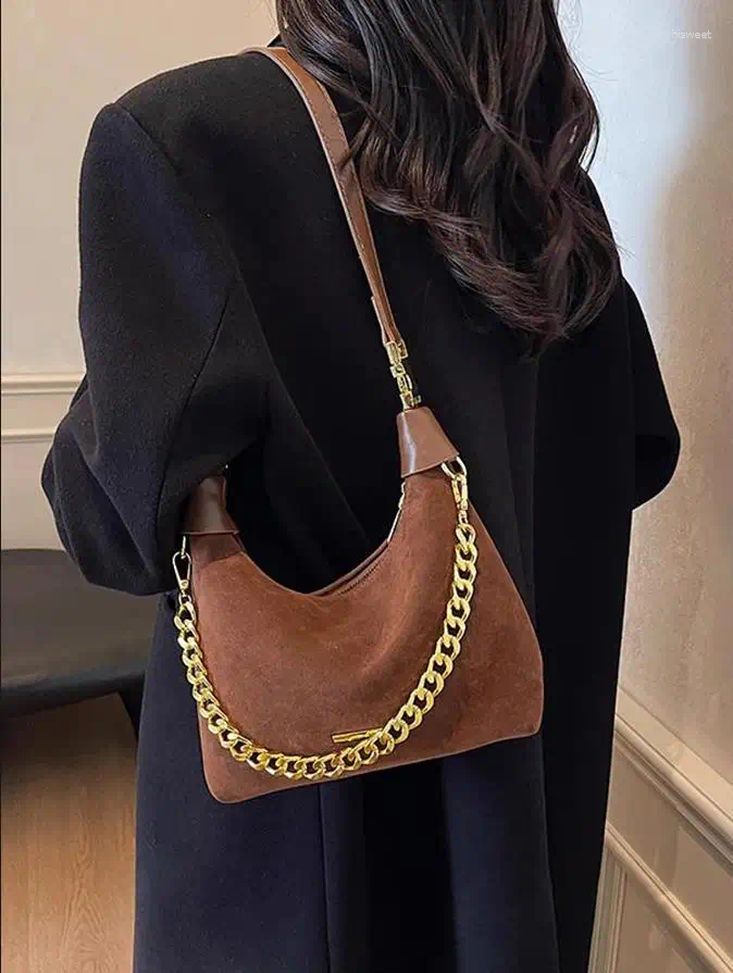 Totes Trendy Retro Crossbody Bag Suede Leather Shoulder Bags Women Tote Ladies Handbags And Purses Autumn Vintage Hobos Dumpling
