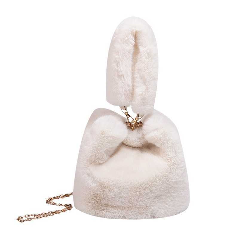High end autumn winter plush bag women fashionable hand-held bucket bag versatile crossbody chain plush bag 241215