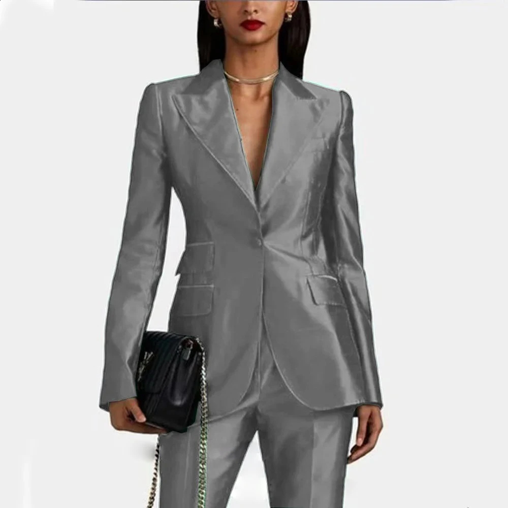 Woman Suit 1 Button Custom Dress Traf Set 2Piece Forged Cloth Slim Fit Birthday Party Blazer Set Evening Dresses Prom Robe 241231