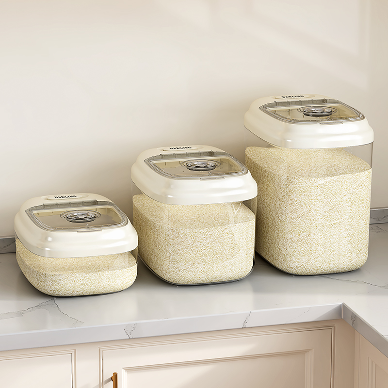 Moisture-Resistant 10 Kg Rice Jar - Easy Flip Seal, See-Through Storage Solution for Dry Foods