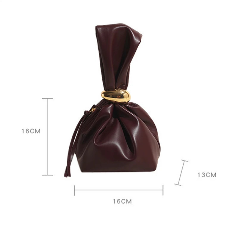 Personalized Soft Leather Clutch Bag Women Pleated Mini Bucket Pouch Temperament Side Zipper Party Evening Bags 241231