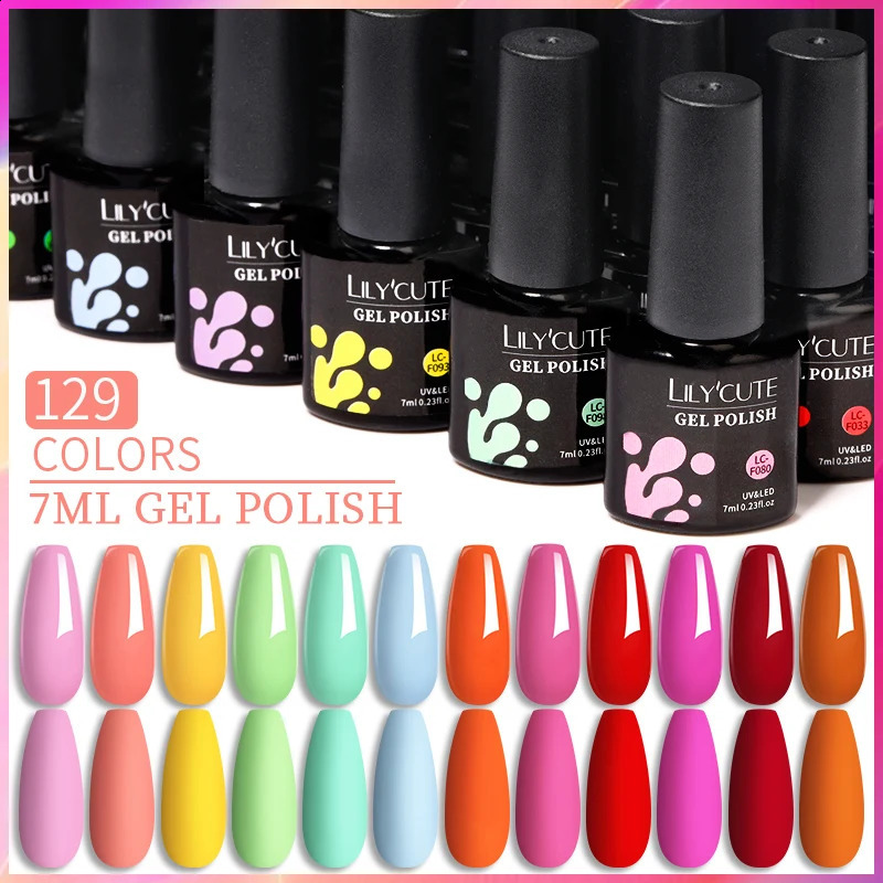 LILYCUTE 60/66/129PCS/Set Gel Nail Polish Set Glitter Colors Nail Kit Esmaltes Semi Permanent UV Gel Nail Art DIY Manicure Sets 241230