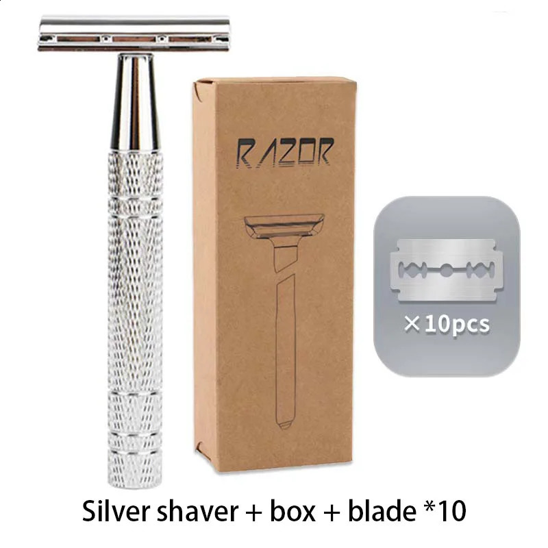 4 Colors Manual Razor Retro Metal Razor Set Platinum Double-Sided Blade Shaving Versatile Storage box Reusable Security 241230