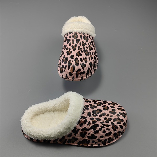 Daily home slippers indoor and outdoor warmth soft bottom home color leopard print wear-resistant unisex 240819