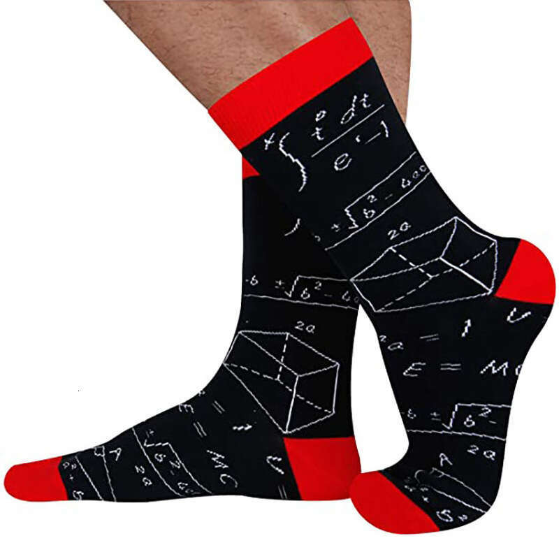 Colorful Mathematical Printed Men's Socks, Popular European And American Foreign Trade Cotton Mid Tube Socks