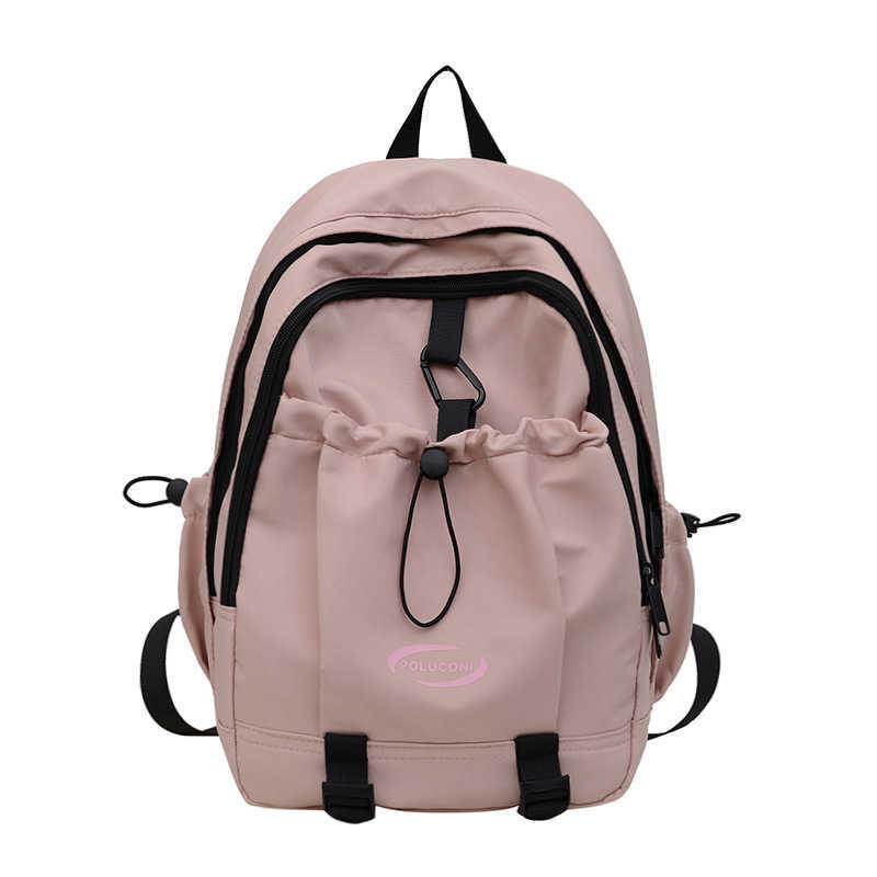 Korean version 2024 new nylon backpack for female college students, middle and high school students, large capacity solid color backpack, backpack 241
