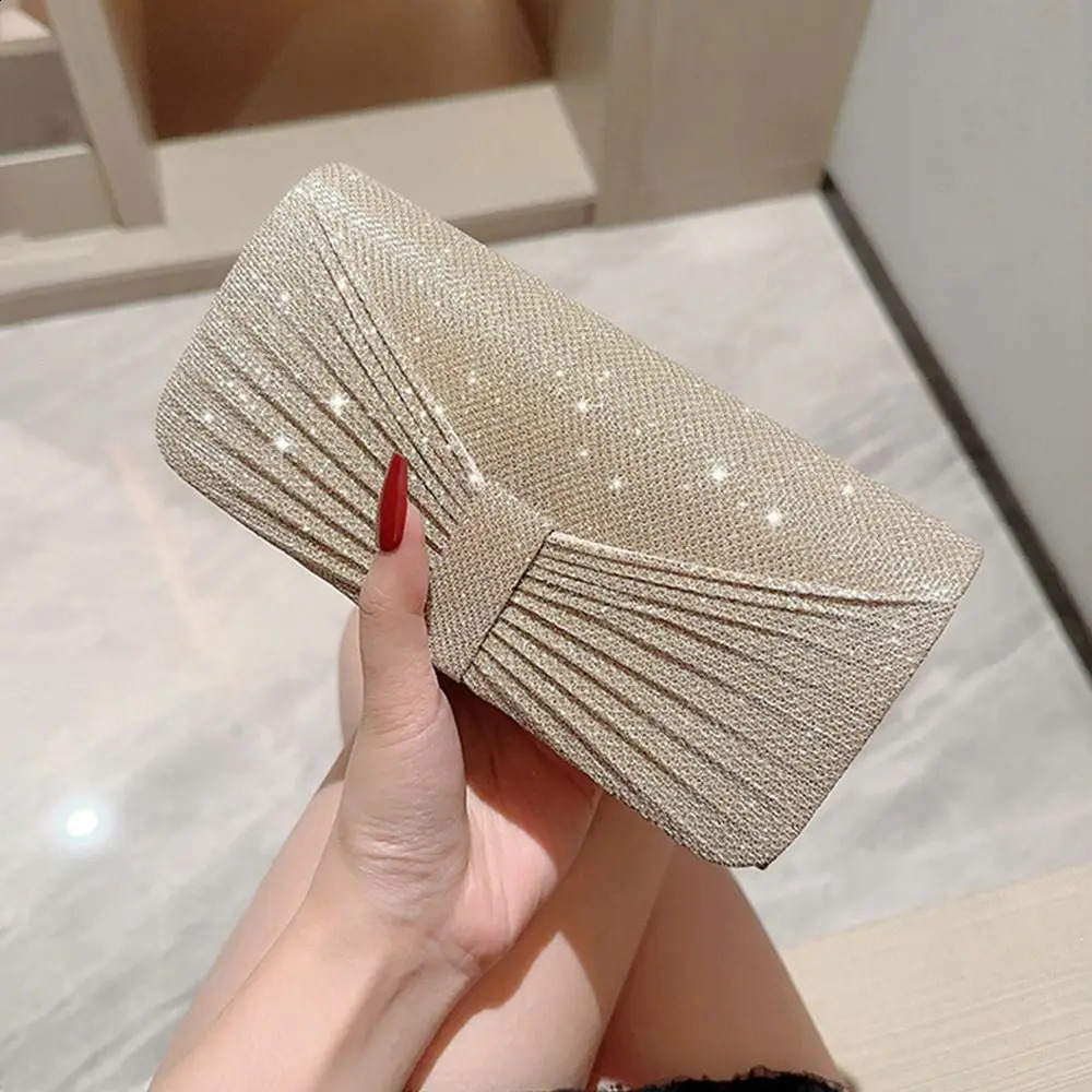 Gold Silver Evening Bag Women Elegant Fashion Banquet Clutch Chain Shoulder Bags Purse Female Wedding Party Bags 241231