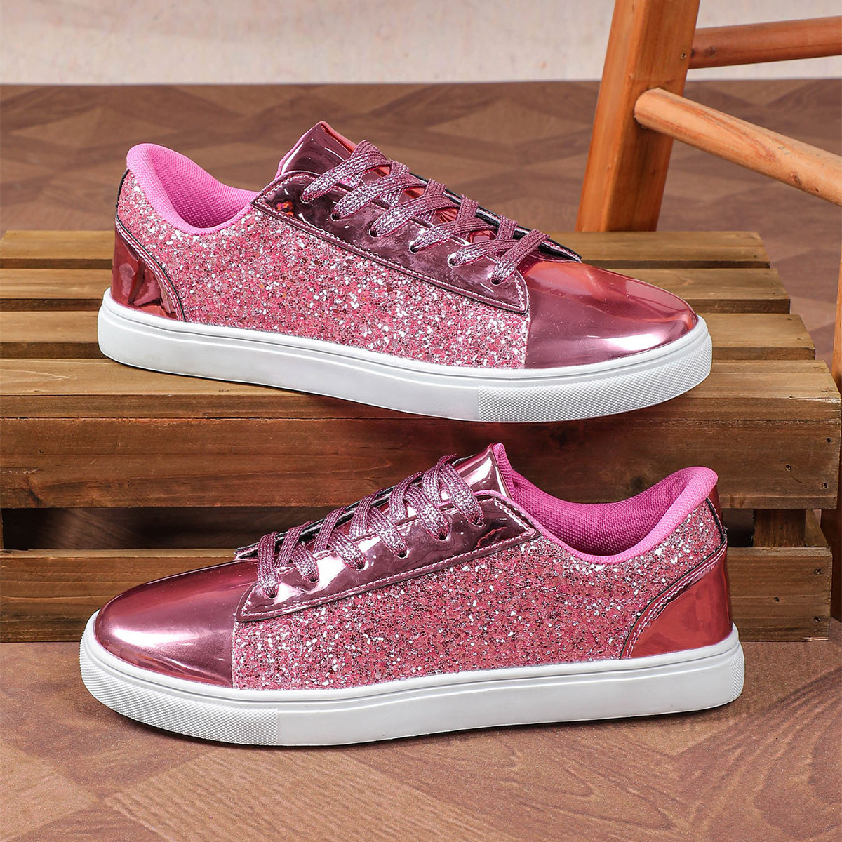 2025 New Women's Fashion Large Size Sport Casual Shoes Flat Low gang Sequins Sneakers