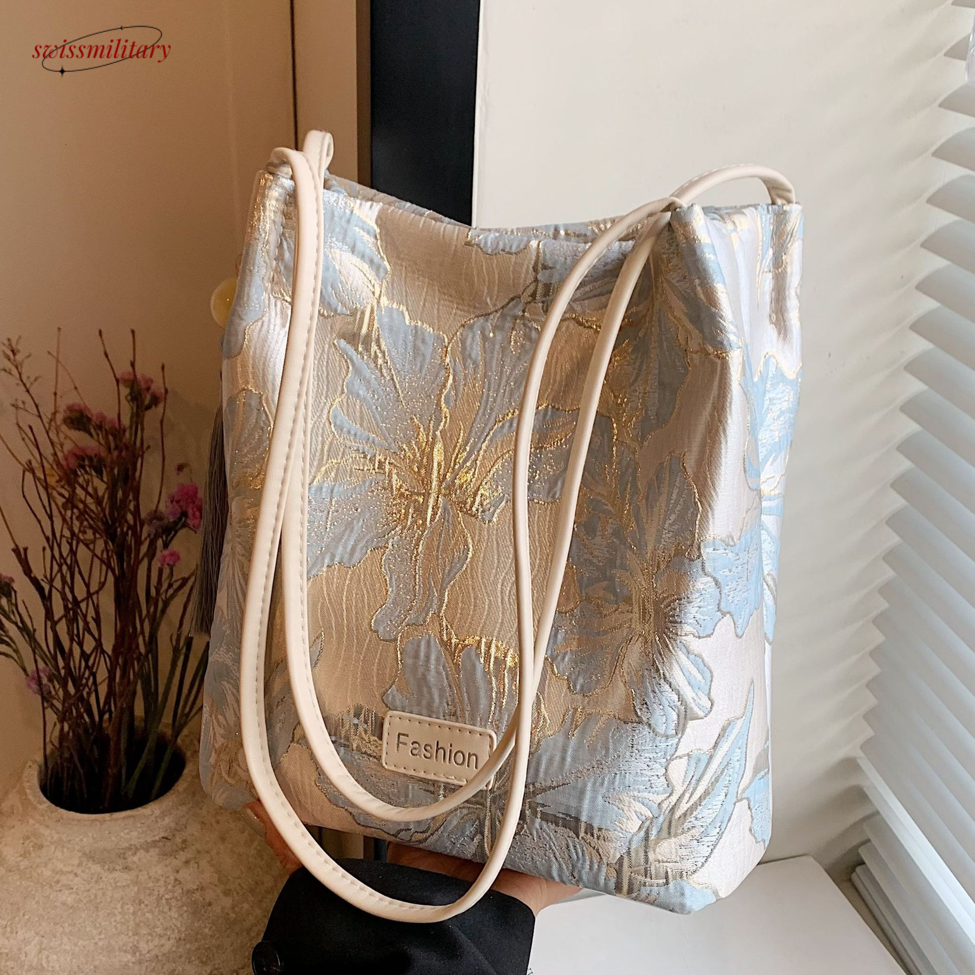 New Chinese style handbag, silk satin, high-end and versatile bucket bag, 2025 new summer women's single shoulder crossbody underarm bag swissmil
