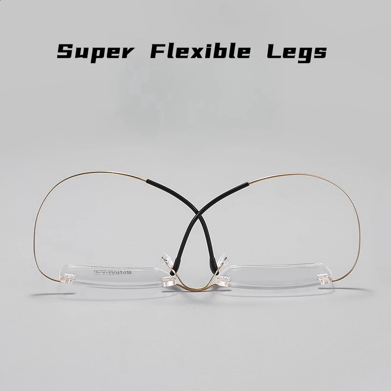 YIMARUILI Pure Mens Rimless Glasses Ultralight Frameless Glasses Womens Retro Square Optical Prescription Eyewea 1600 241230