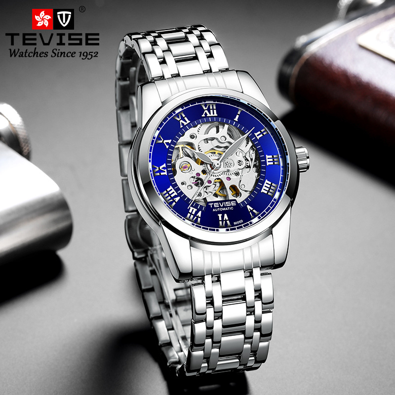 TEVISE Mechanical Watchs Men simple and business style watch with luminous waterproof functions T019 T9005D