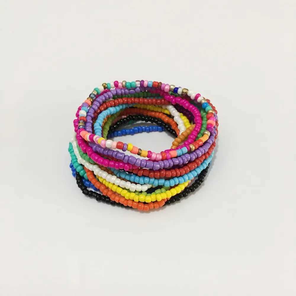 OMY Bohemian Charm Multi layer Womens Bracelet Bohemian Adjustable 3mm Seed Bead Bracelet Jewelry Gift Beach Accessories W241231