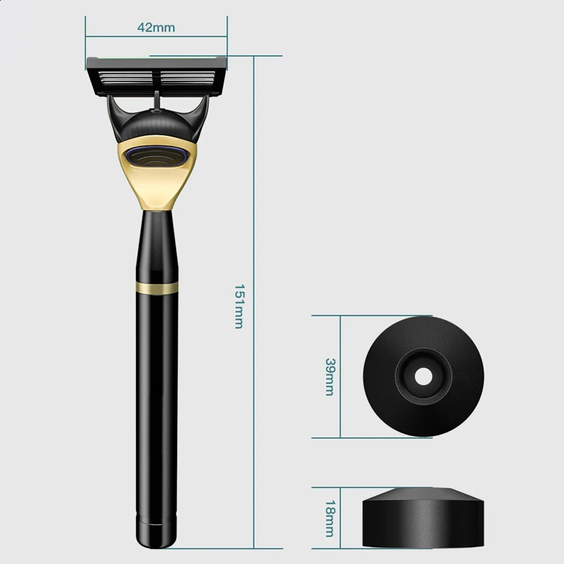 Men Manual Care Metal Golden Handle 6-layer Stainless Steel Safty Shaving Razor Blade Suit For F5 241230