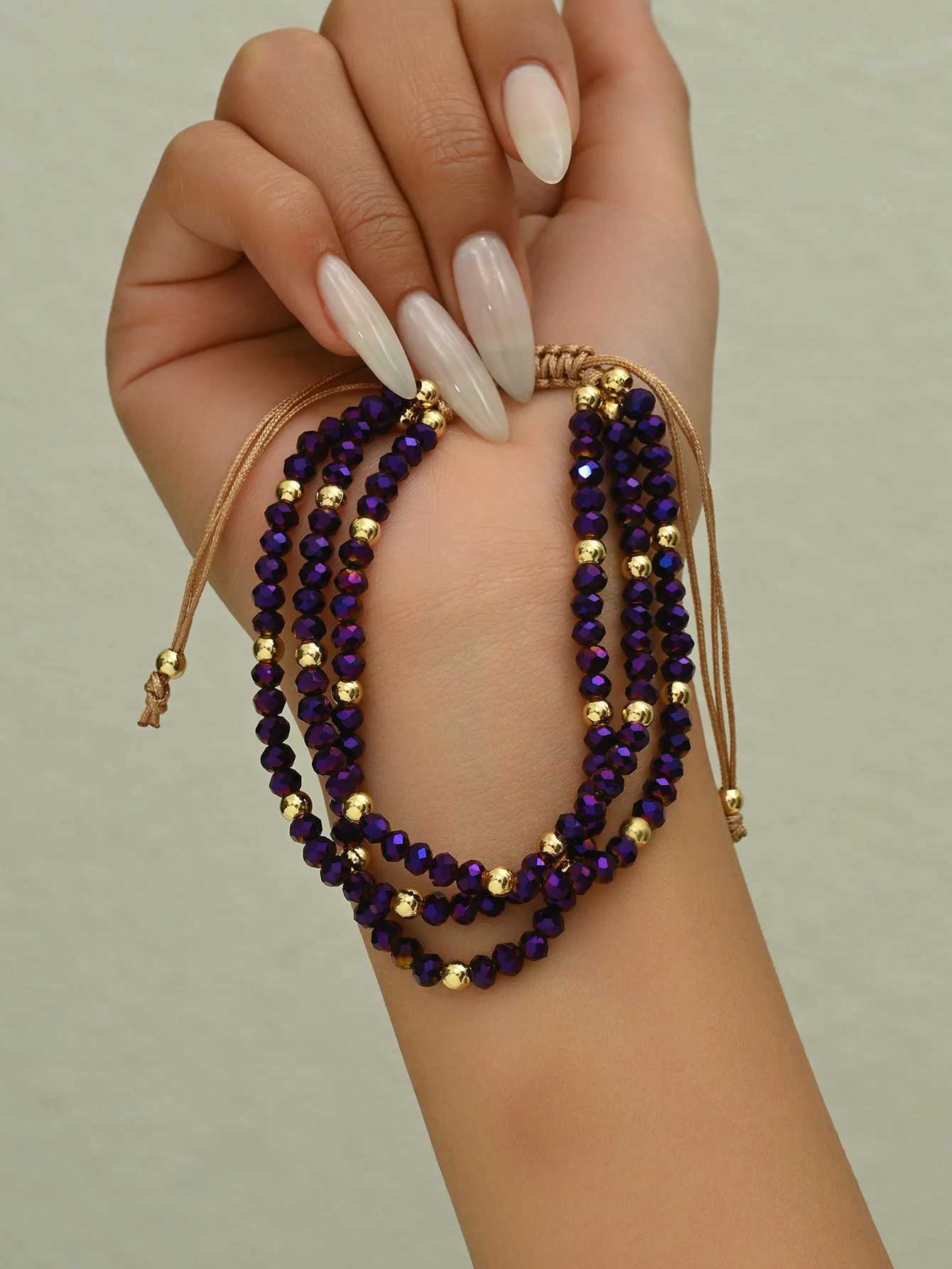 Bohemian handmade colorful crystal bead bracelet suitable for womens holiday party jewelry W241231